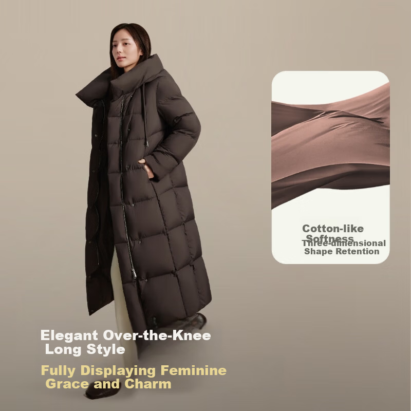 BOSIDENG Off-Season Women's Down Jacket Simple Luxury Elegant Extra Long Waist-Cinching Slim Fit Versatile Comfortable Coat