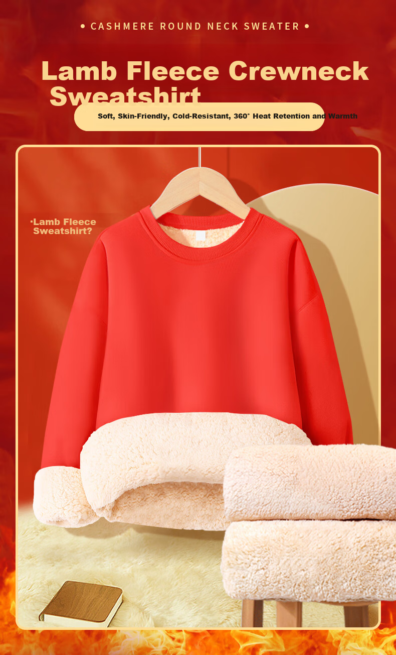 TonLion Kids Girls Lamb Fleece Sweatshirt Casual Fleece Lined Warm Top Children Thickened Clothing Pumpkin Orange 140 1