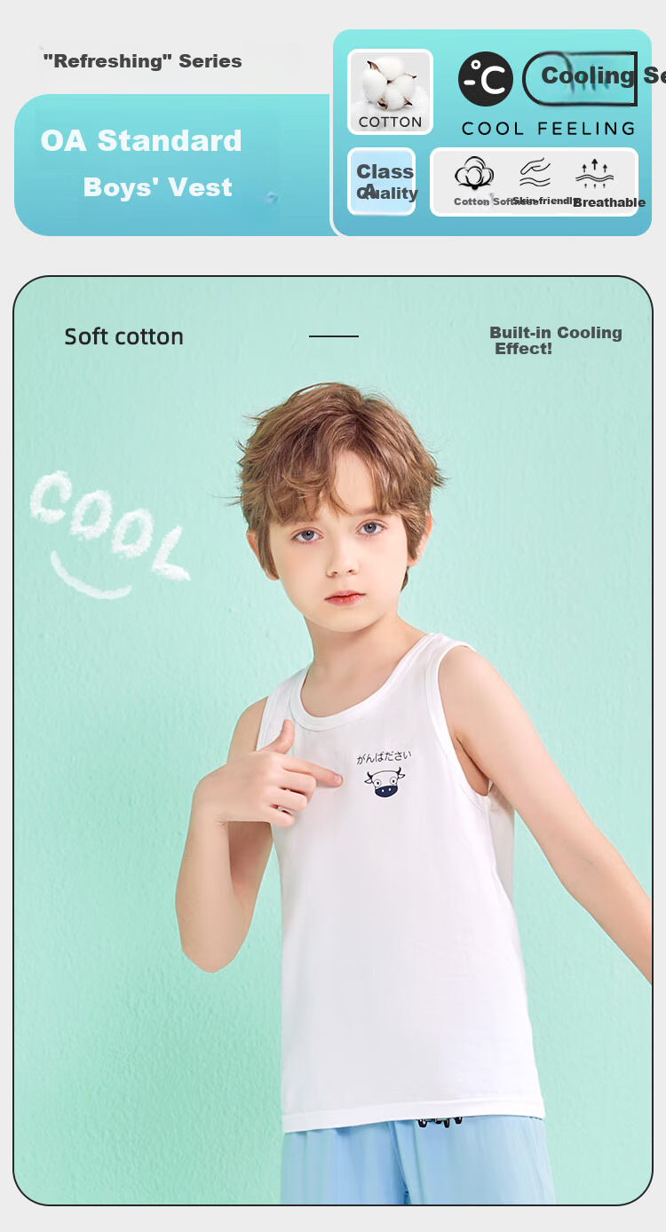 LangSha Kids Vest Boys Summer Thin Cotton Vest Baby T-Shirt Underwear Base Shirt 2-Pack White+Gray 110 1