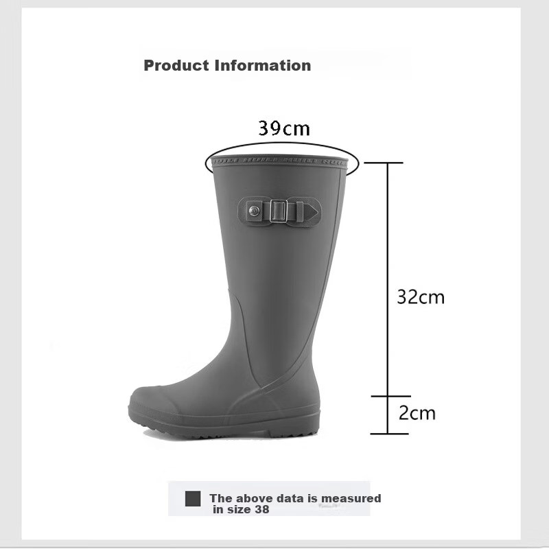 Warrior Women's Fashion Adult High Tube Rain Boots Waterproof Shoes Rubber Boots HXL73-B Gray Size 36