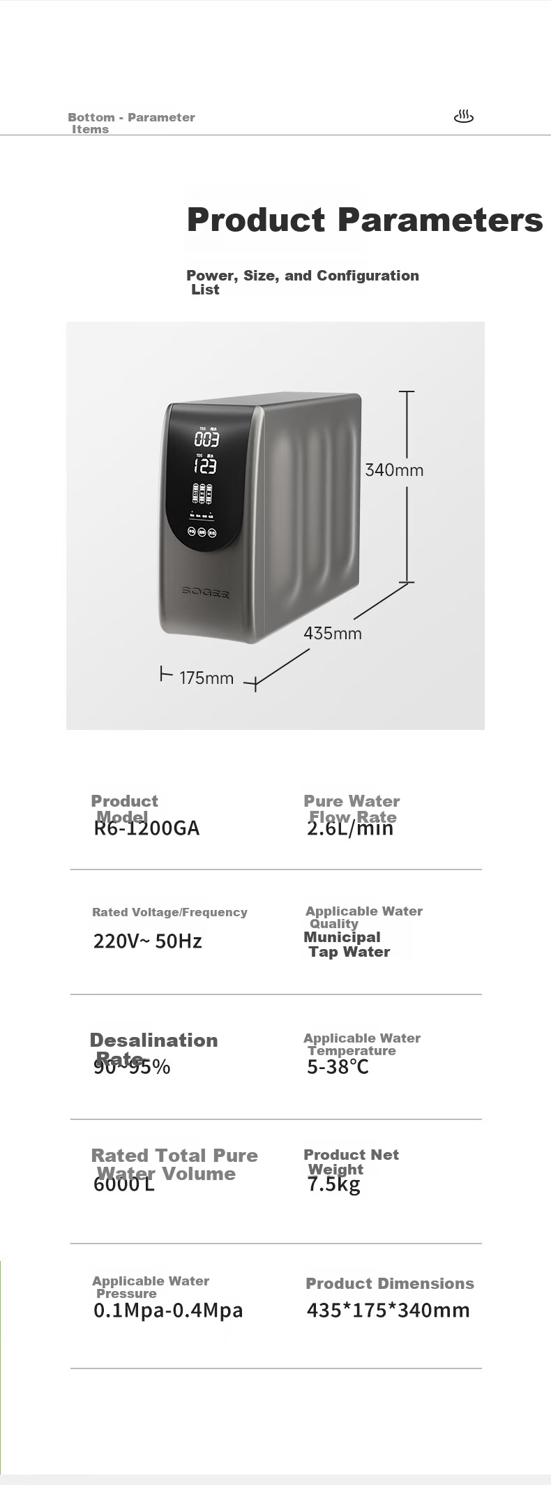 XiaoZhi Kitchen Under-Sink Water Purifier Dual-Core Dual RO Ultra-Pure 1200G Household Kitchen Zero Scale Zero Stale Water RO Reverse Osmosis Direct Drinking R6 18