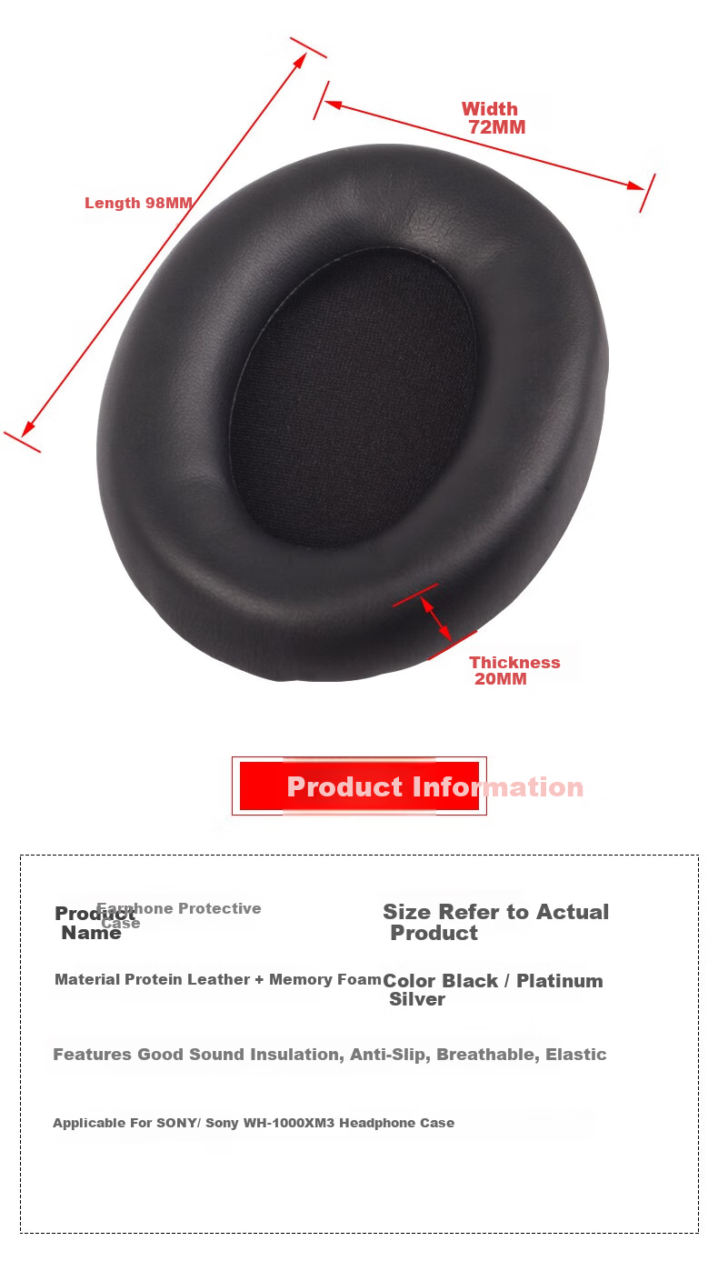 PENGGU Replacement Ear Pads Cushions for Sony WH-1000XM3 Headphones Black 5