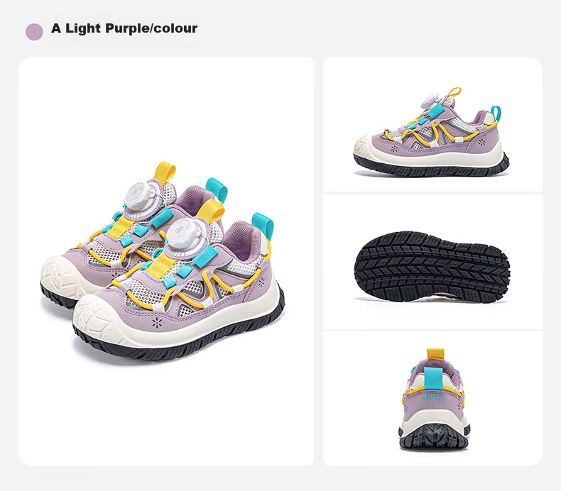 ANNIL Girls' Sports Shoes, 2026 New Summer Breathable Mesh Running Shoes, Children's Hiking Shoes, 5326 Light Purple, Size 36 4