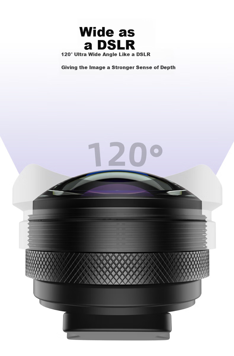 SUREWO 4K Ultra Wide Angle Macro Lens for Apple iPhone Front Camera Fun Fisheye External HD Wide Angle Camera Accessory 3