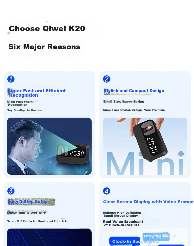 Enterprise WeChat Facial Recognition Smart Cloud Attendance Machine Office Employee Check-in Real Voice Contactless Punch Machine Multi-store Management Real-time Monitoring Automatic Reports 4