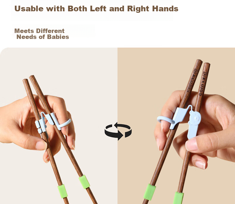 CORN Children's Self-Resetting Training Chopsticks for Kids Ages 3-6 Wooden Short Chopsticks Learning Aid 6