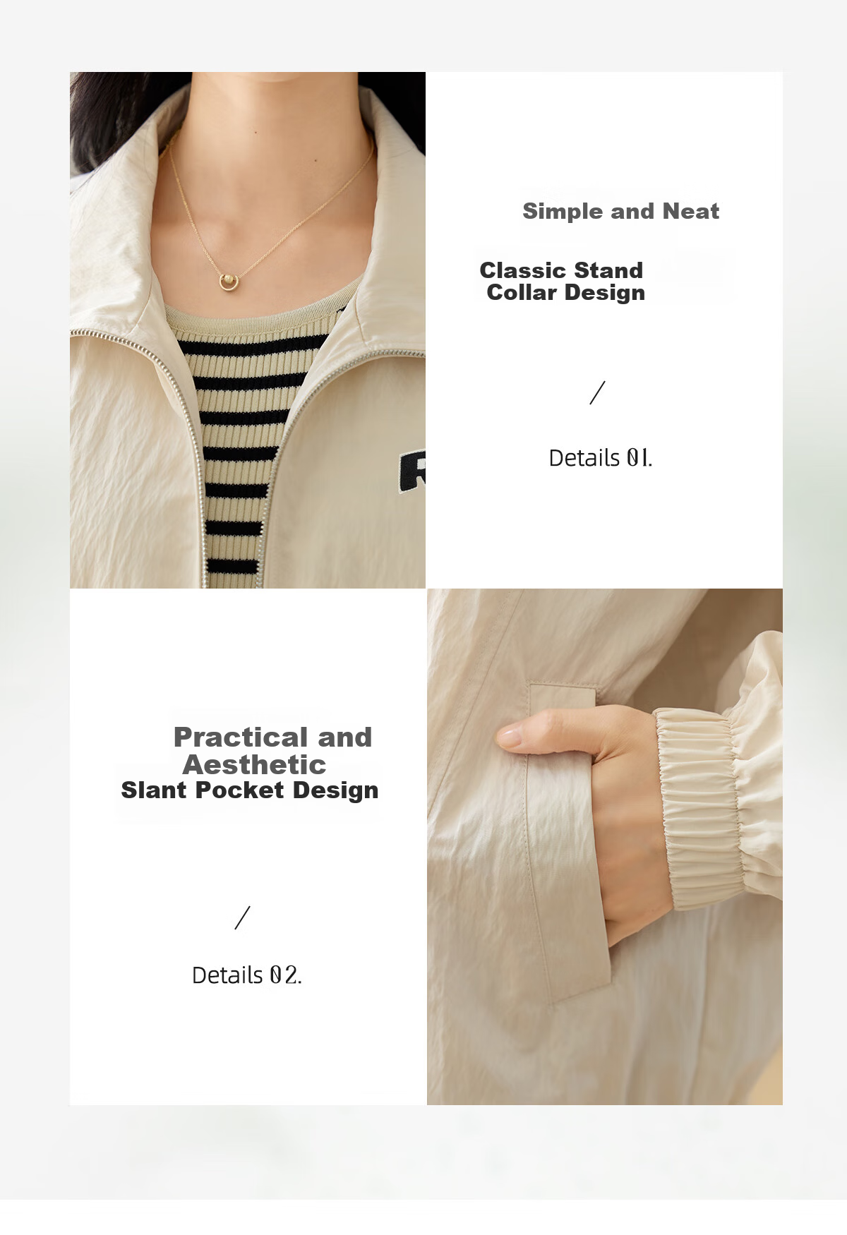 Chushen Spring and Autumn Short Jacket Women Fashion Stand Collar Drop Shoulder Loose Casual Jacket Top S53D049 5