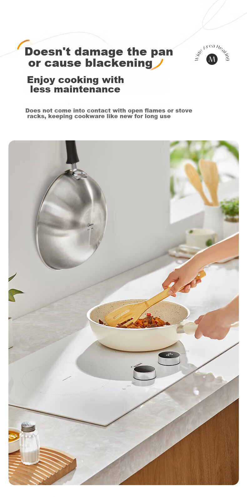 Midea Induction Cooker Double Burner Built-in High Power 3500W Ultra-thin Countertop and Built-in Multifunction Touch Control Holographic Knob DZ35CC11Z 9