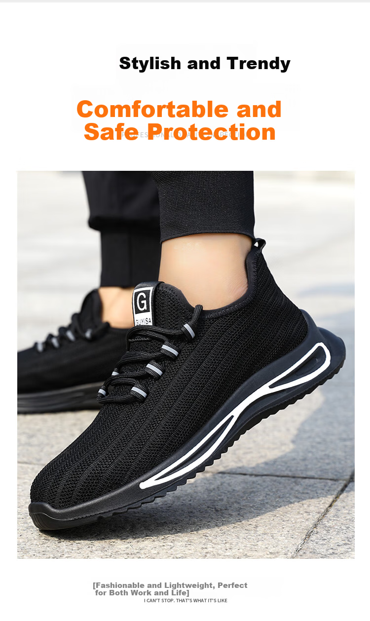 JUNBU Safety Shoes for Men, Summer Breathable Steel Toe Cap, Anti-Smashing, Puncture-Resistant, Wear-Resistant, Construction Site Work Shoes 1080S Size 38 12