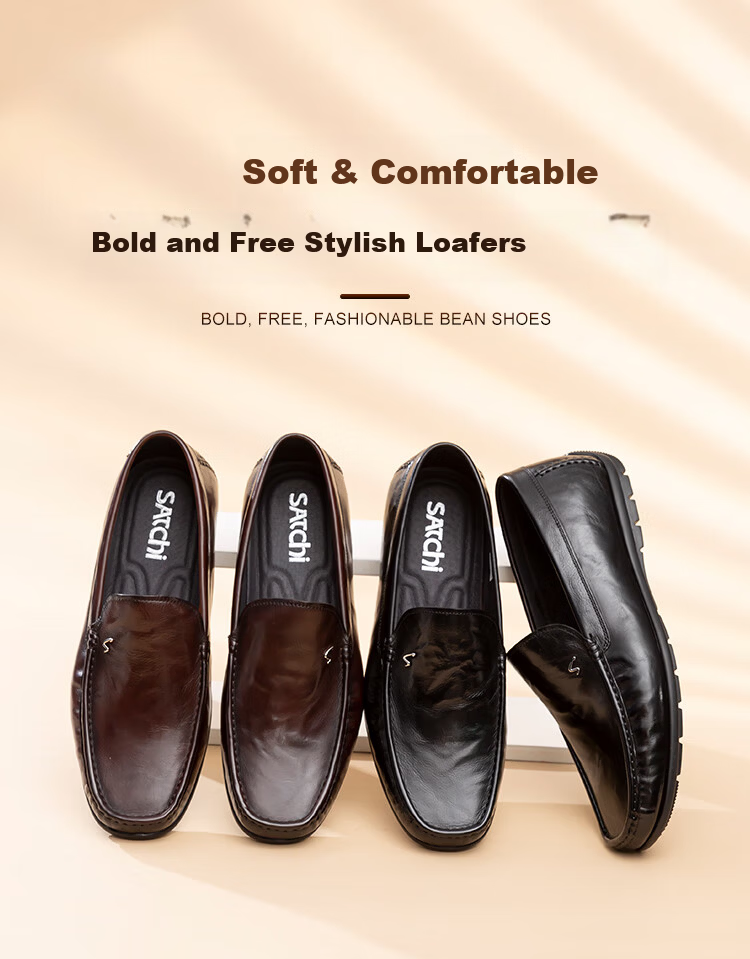 SATCHI Men's Buffalo Leather Slip-On Loafers Moccasins 752422232Z Black Size 41 1