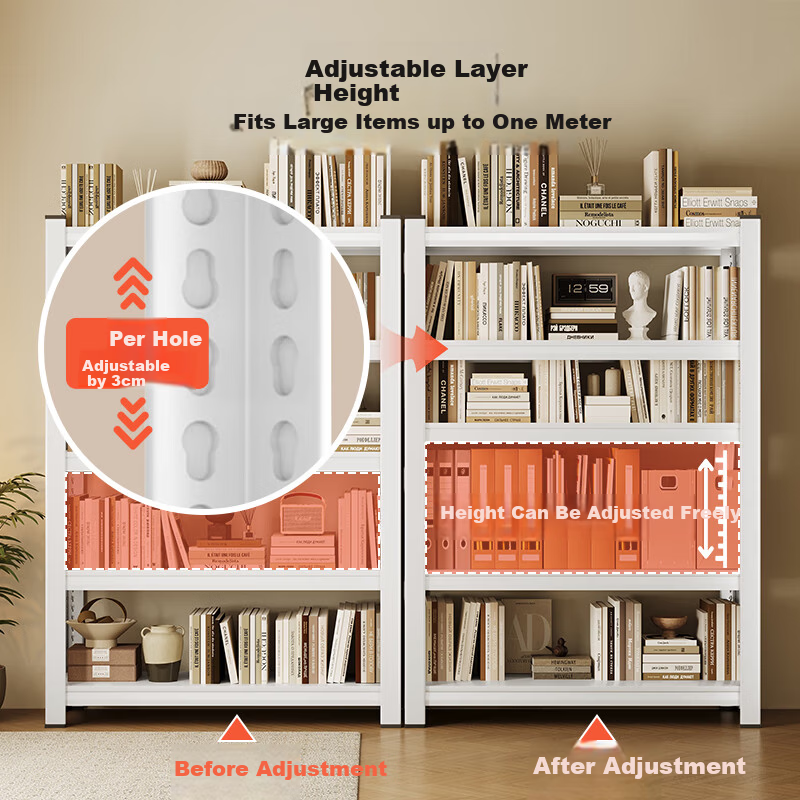 Yicai Nianhua Steel Bookshelf Multi-layer Reinforced Floor-standing Home Storage Rack Kitchen Storage Shelf 50*30*80cm