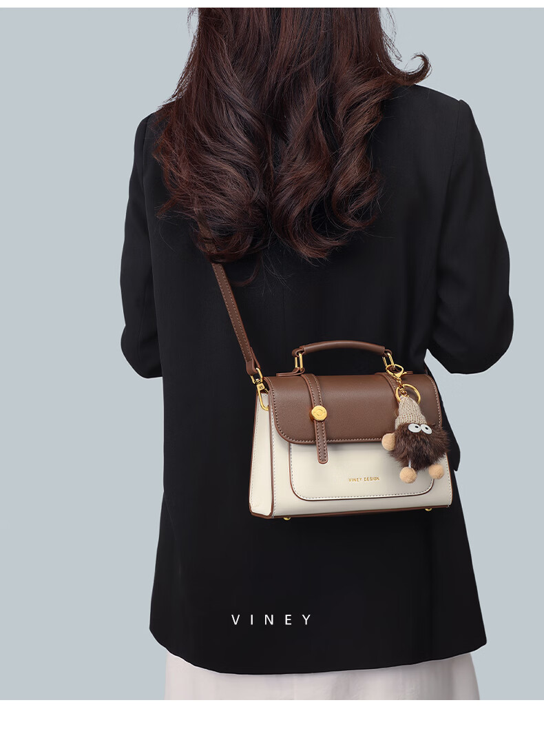 Viney Women's Handbag, Cowhide Crossbody Cambridge Bag, Light Luxury Shoulder Small Square Bag, Birthday Gift for Wife on May 20th, Present for Girlfriend 7