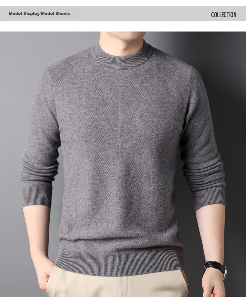 Hengyuanxiang Men's Thickened 100% Pure Wool Sweater Winter Red Knitwear for Young and Middle-aged Men 9