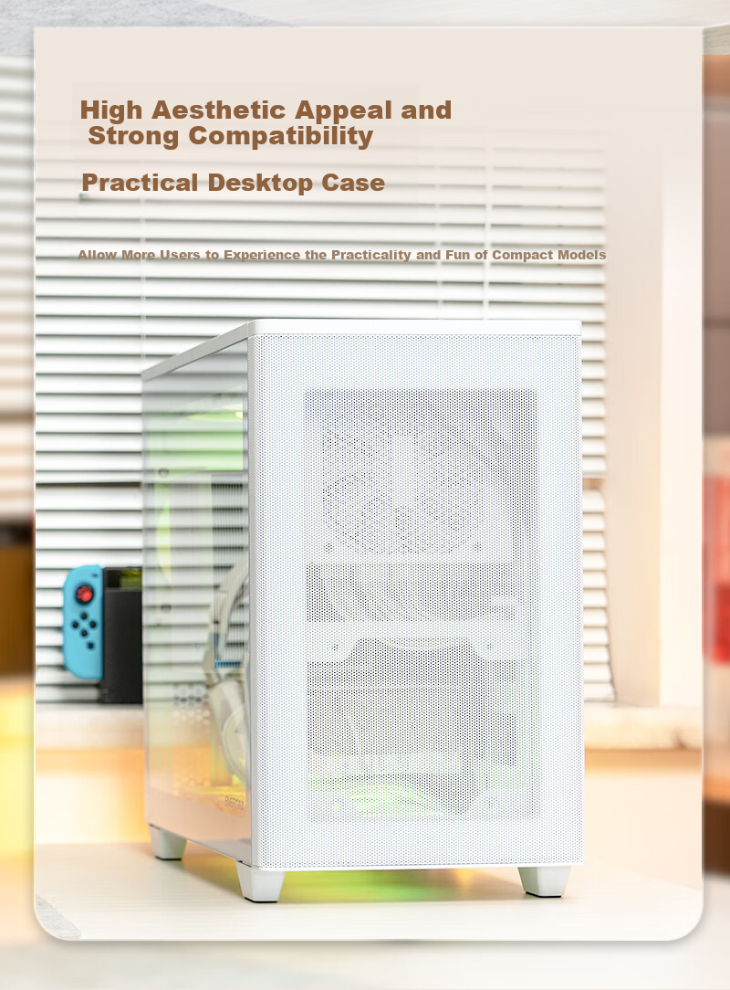 Enermax Mini Air 220 White Desktop PC Case with Tempered Glass Side Panel, Supports Micro-ATX and ITX Motherboards, 240mm Radiator Support, 6 Fan Slots 2