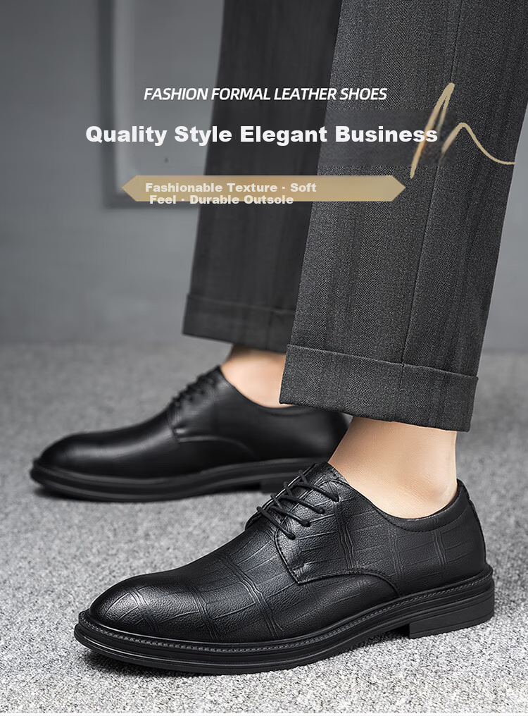 MEXICAN Men's Business Casual Leather Dress Shoes Derby Wedding Shoes Black Size 38 1