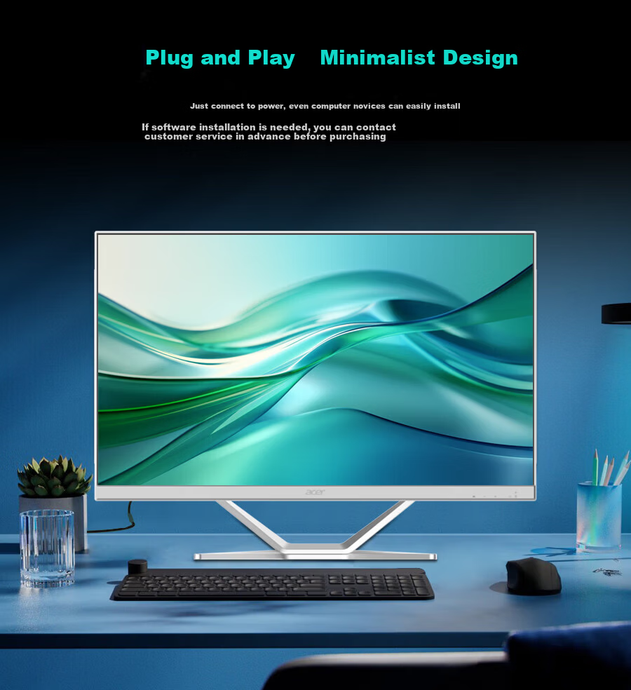 Acer Hummingbird 27-Inch All-In Desktop Computer (12th Gen Core I3-N355, 16GB RAM, 512GB SSD) Flicker-Free Office Use 10