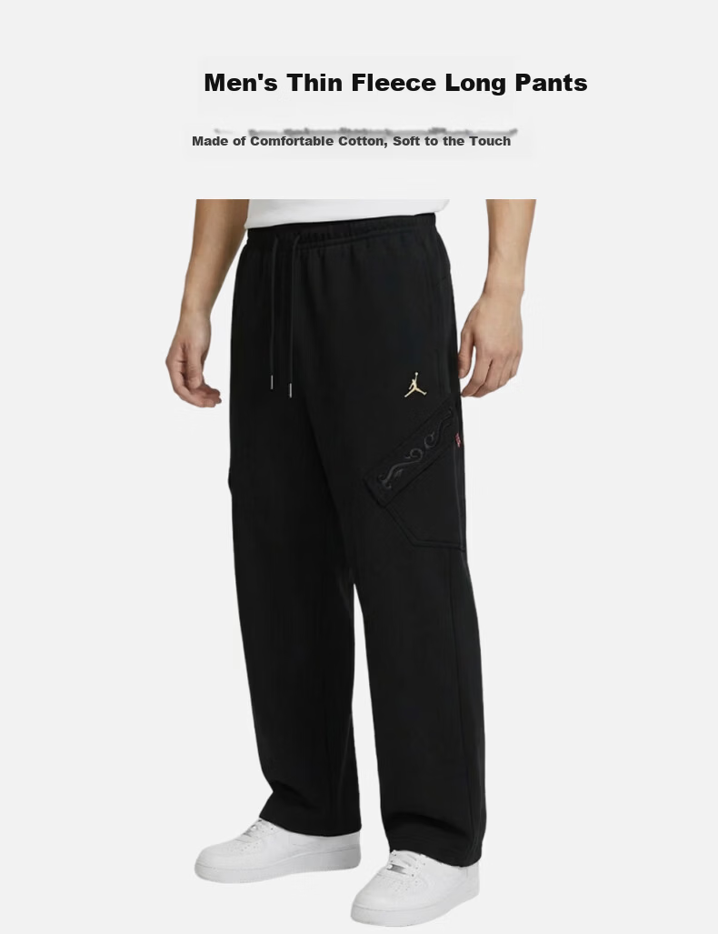 Jordan Men's Sports Pants, Year of The Horse Limited Edition, Breathable Thin Fleece Long Pants IQ3952-010 Black L 1