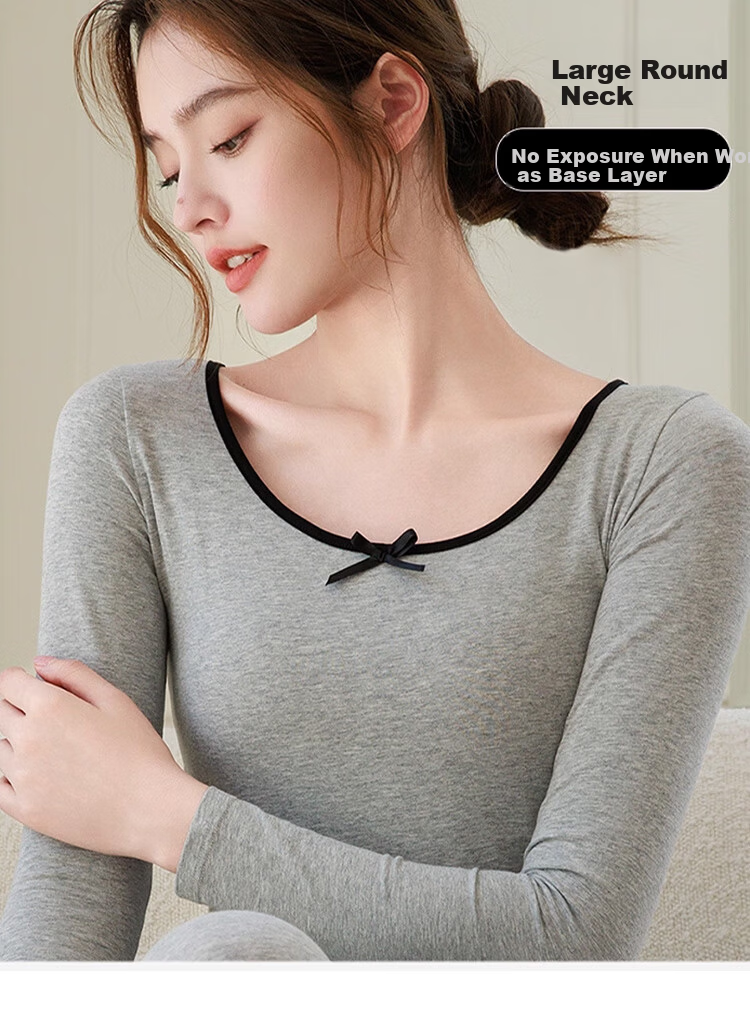 Tingmei Pure Cotton Thermal Underwear Set for Women Autumn Winter Long Johns Cotton Sweater Base Layer Antibacterial 6