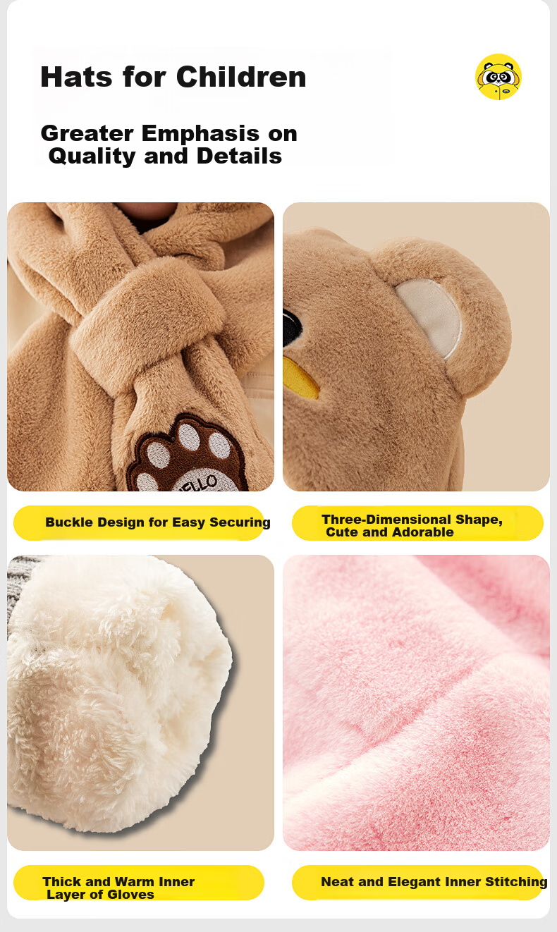 Mumeng Kids Autumn Winter Hat and Scarf Set Fleece Thickened Warm Hat Pink Unicorn for Older Children 15