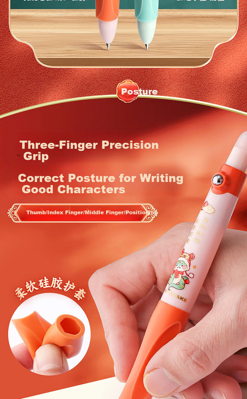 Kaba Bear Erasable Pen Retractable Blue Heat Erasable Correct Posture Ink Cartridge Pen for 3rd to 6th Grade Elementary Students Cute Pet Partner 2