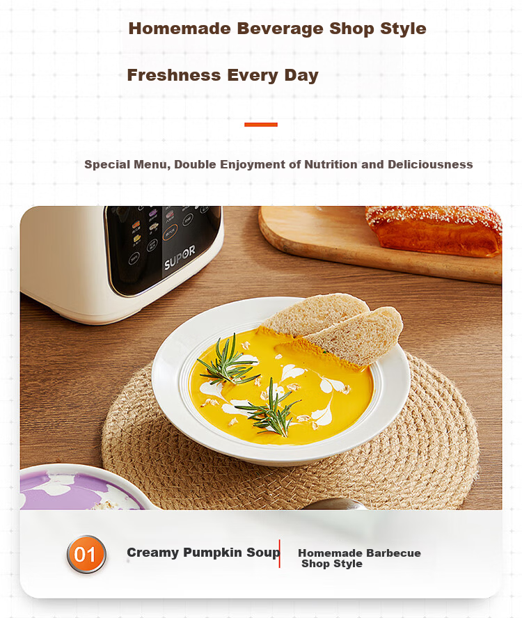SUPOR Titanium Coating Low-Noise Blender 1.5L Fully Automatic No-Cook Soymilk Maker New Model for 3-4 People Noise Reduction Self-Cleaning Juicer Multi-Grain Processor SP205T 10
