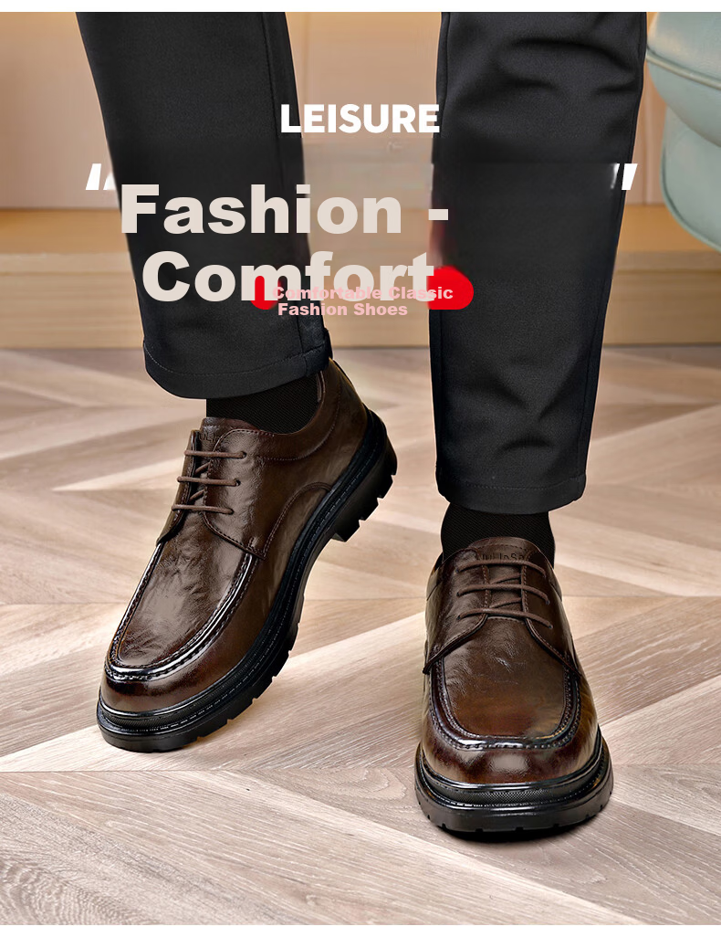 MULINSEN Men's Business Formal Leather Shoes Thick Sole Youth Lace-up Casual Shoes R22033 7