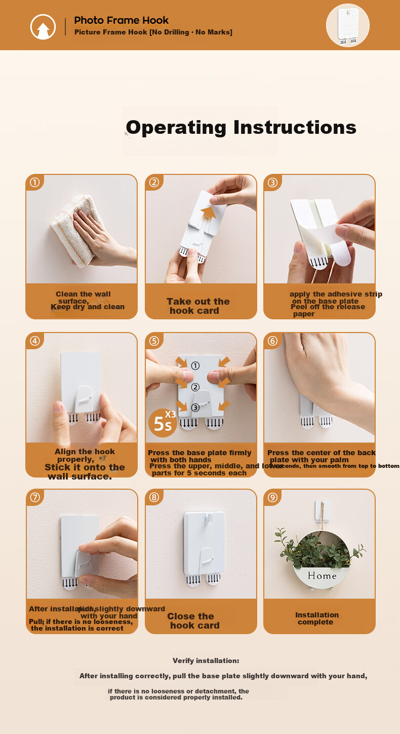 Taili Picture Frame Hook Model B Strong No-Trace Wall Hook for Hanging Wedding Photos and Frames, No Drilling Wall Mounting Tool 12
