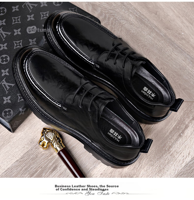 MULINSEN Men's Business Formal Leather Shoes Thick Sole Youth Lace-up Casual Shoes R22033 13