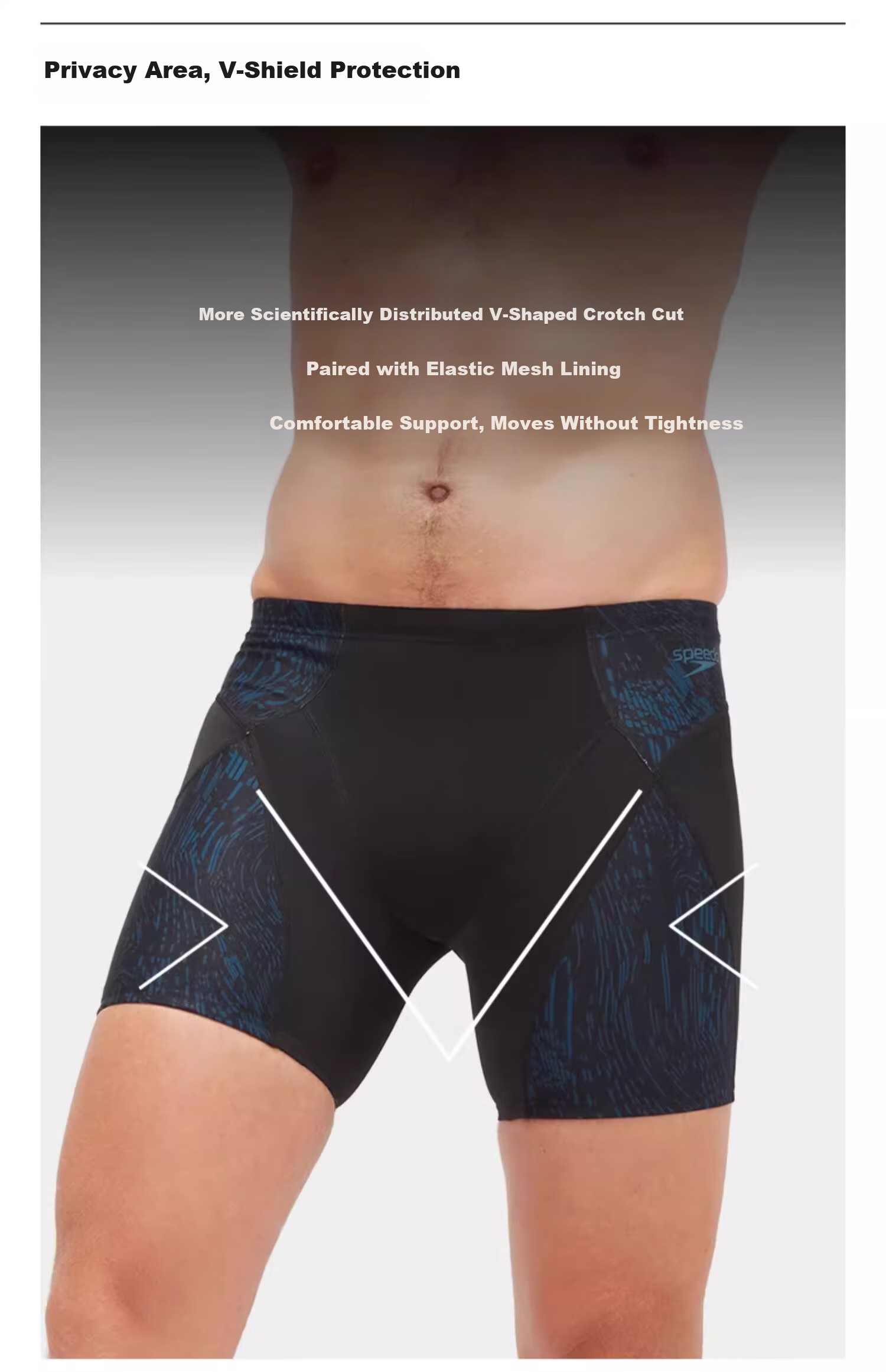 Speedo Men's Functional Series Muscle Support Swimming Fitness High-Elastic Quick-Dry Knee-Length Swim Shorts, Black/sky Blue, Size 36 8