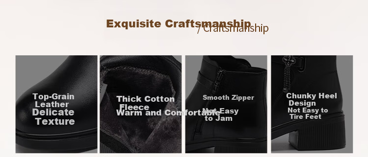 Red Dragonfly Women's Cotton Boots Winter Fleece Lined Warm Fashion Boots Lightweight Soft Sole Stylish Short Boots WTC456951C Black Size 37 2