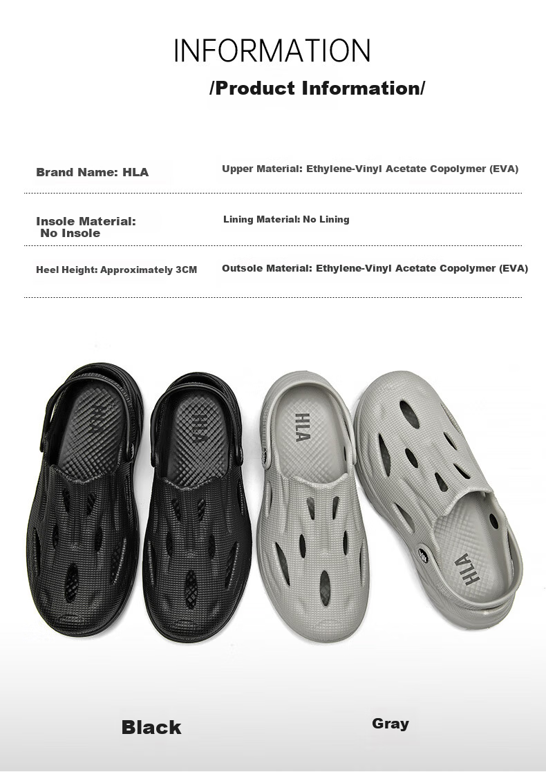 HLA Perforated Shoes for Men, Comfortable Versatile Sandals And Slippers, Casual Comfortable Lightweight Shoes HAALXM2DBK139, Black, Size 45 4