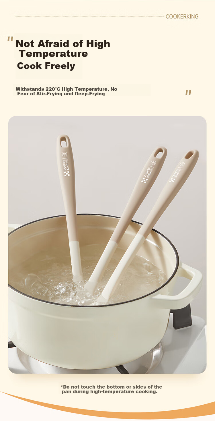 Chuida Huang Antibacterial Food-Grade Silicone Spatula Non-Stick High-Temperature Resistant Chinese Cooking Turner for Frying Pan 5