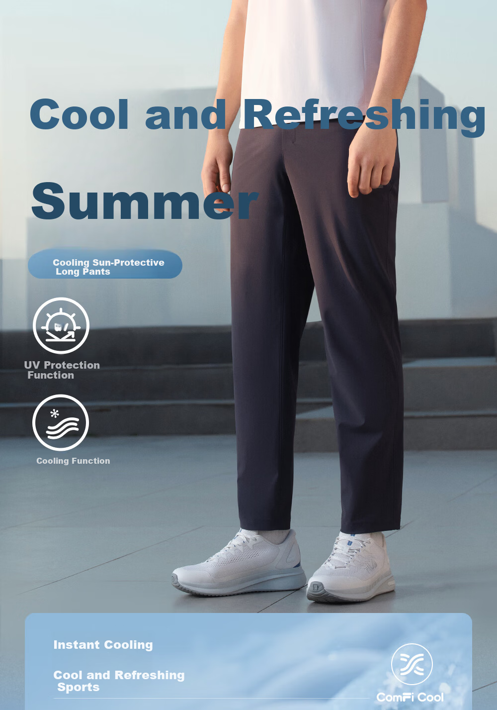 FILA Official Men's Knitted Long Pants 2026 Summer Cooling Sun Protection Fitness Straight-Leg Sports Pants 1