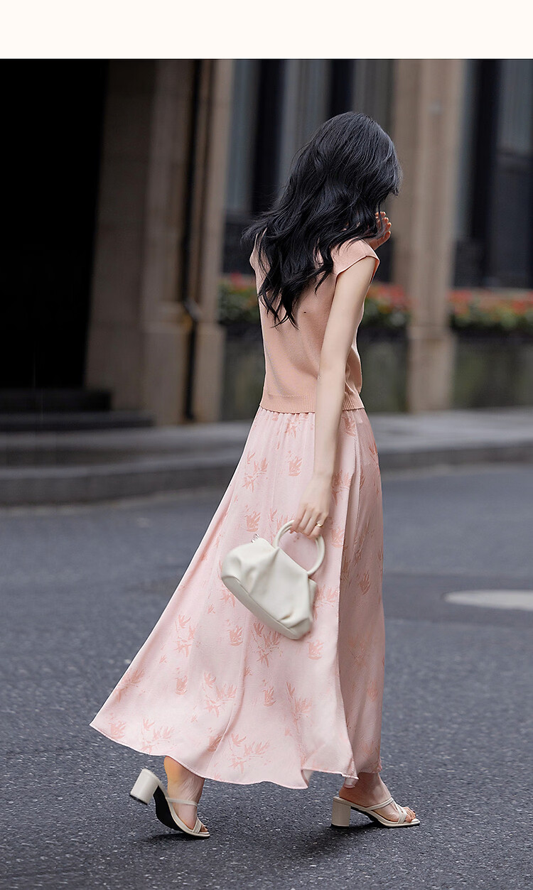 Demana [Guofeng Ice Silk Set] Spring Summer Elegant New Chinese Style Sleeveless Top Printed A-line Skirt Women's Two-piece Set 8