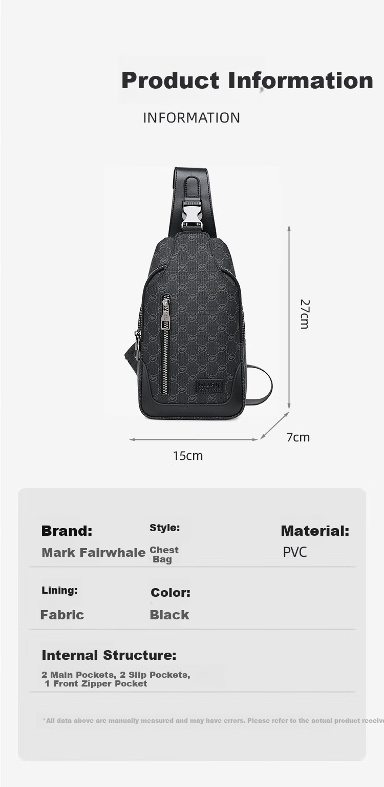 Mark Fairwhale Men's Chest Bag Large Capacity Fashion Casual Sports Commuter Travel Lightweight Shoulder Bag 3