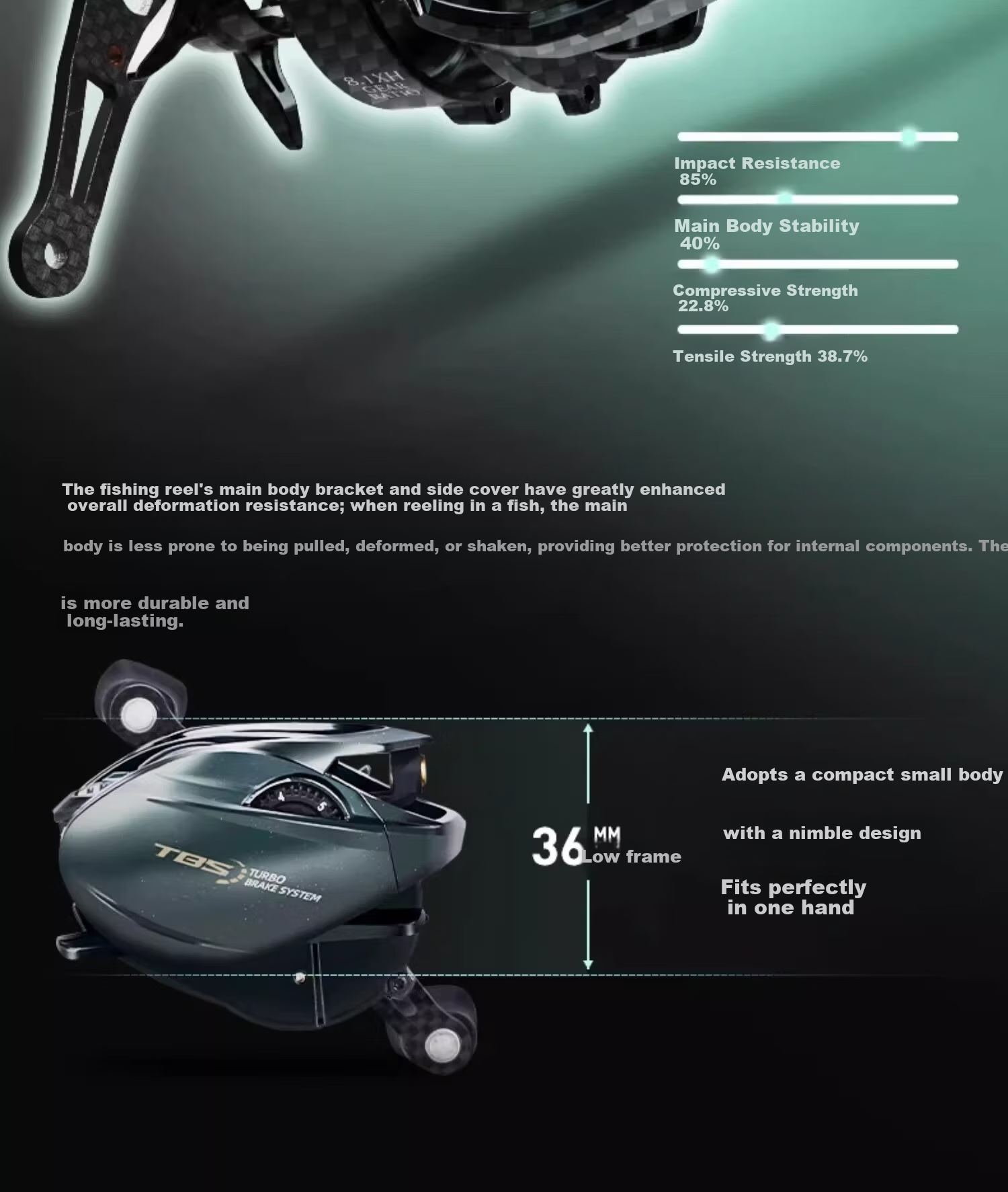 HISTAR Aurora Micro Air CF Water Drop Reel Left-Handed [Ceramic Bearings] 9