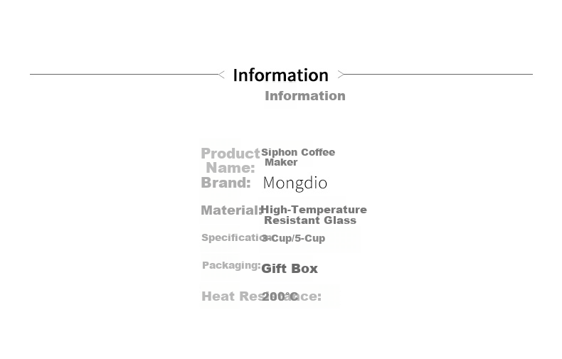 Mongdio Siphon Coffee Maker Home Siphon Coffee Pot Set Manual TCA-3 Cup Gift Box 23