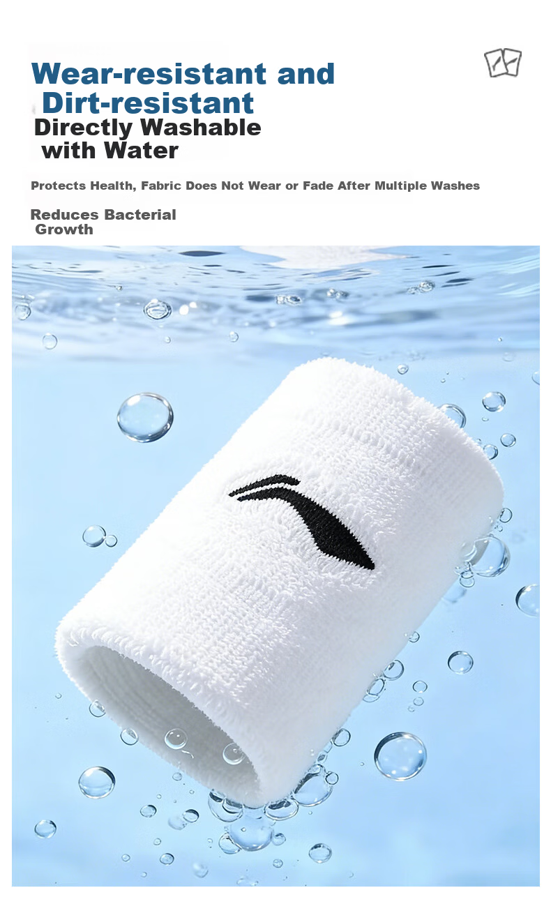 LI-NING Wristband Sports Fitness Sweat-Absorbing Wrist Towel for Badminton Basketball Volleyball Tennis Tendonitis Wrist Injury 10