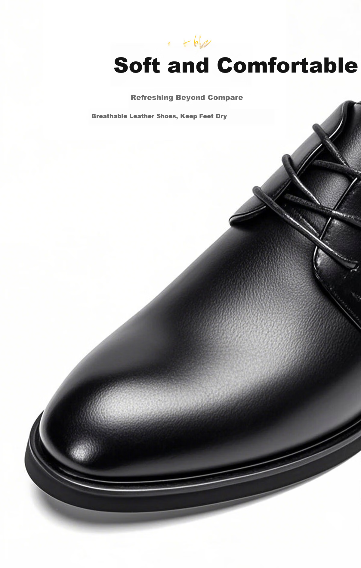 Huili Leather Shoes for Men, Business Casual Shoes, Fashionable Versatile Wedding Groom Formal Derby Shoes, Black (Height-Increasing), Size 38 7