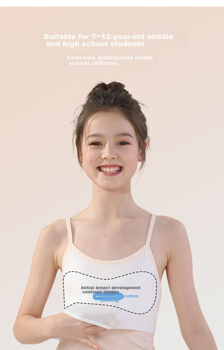 GUJIN 2-Pack Girls' Underwear Set Ages 8-13, Developmental Stage Girls' Bras, Elementary School Camisole Vest Stage 1 9