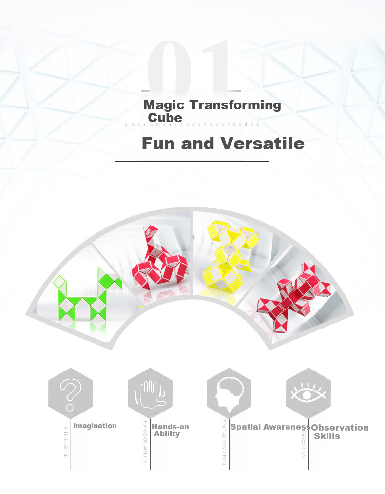 Qiyi Magic Cube 72-Segment Magic Ruler, Transformable Magic Ruler Snake Toy, Blue And White Children's Day And New Year Gift 3