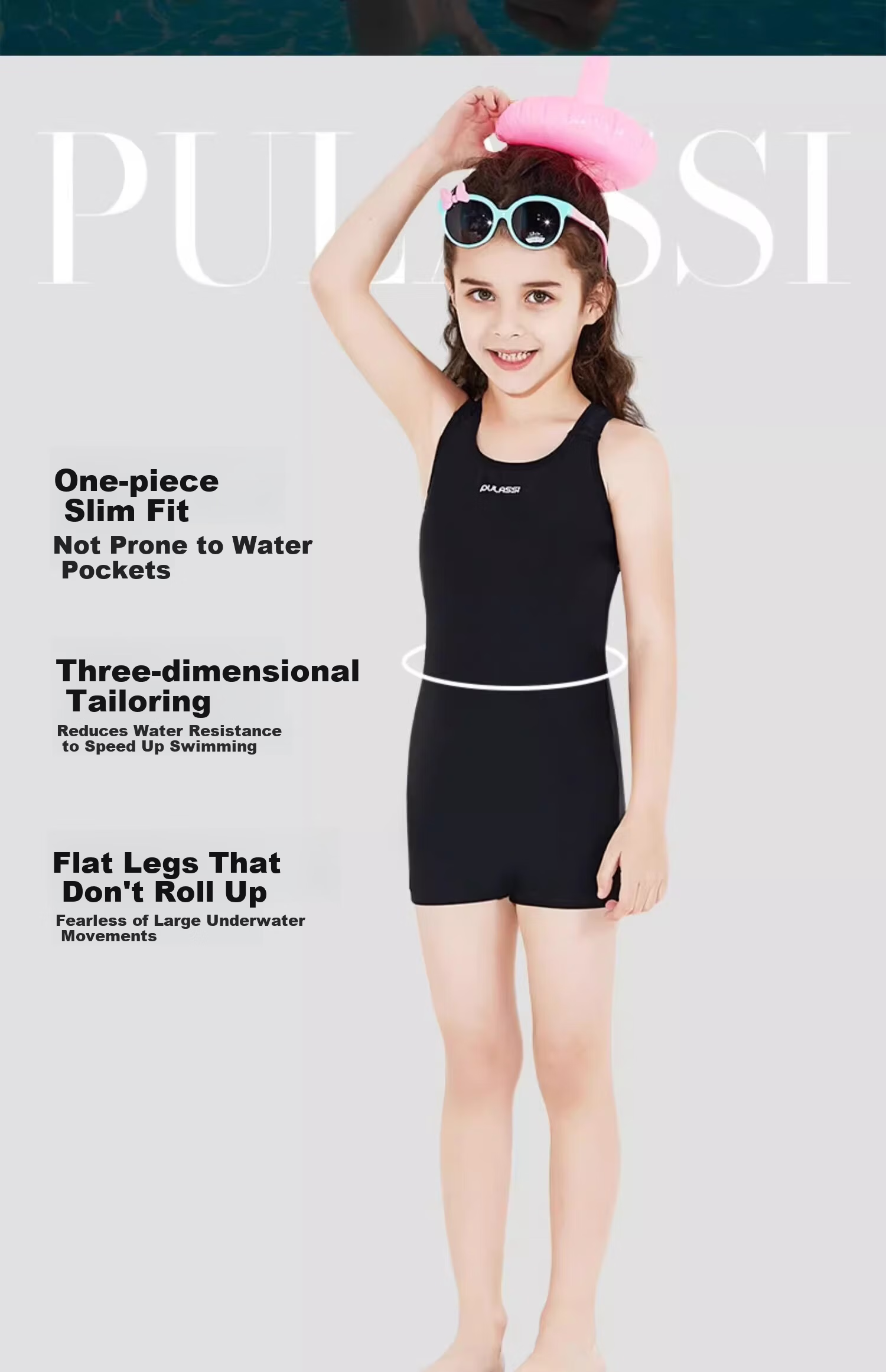 Pras Girls' Swimwear Beginner Basic High Elastic Chlorine Resistant One-Piece Training Swimsuit for Swimming Pool Official Flagship Store 1