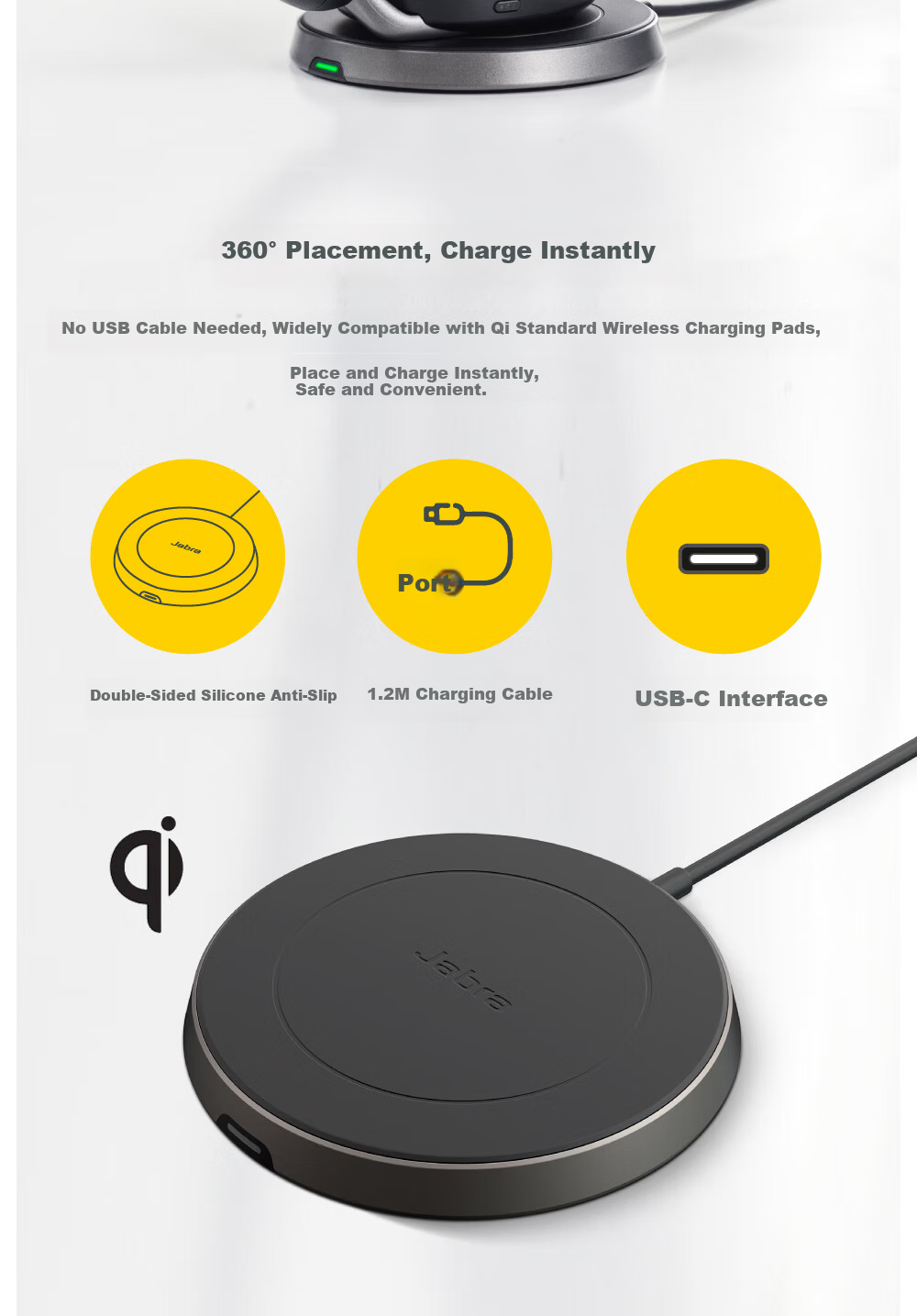 Jabra Evolve2 65 Flex MS Wireless Charging Pad Bluetooth Noise-Cancelling Headset for Computer Office Conference Calls Customer Service Online Education Over-Ear 7
