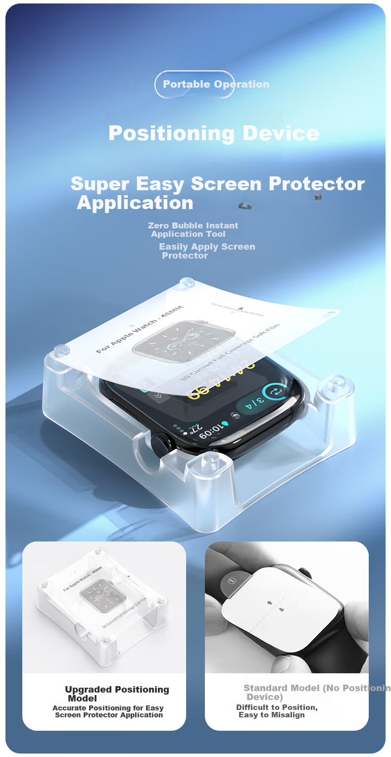 BHO Apple Watch S9 Screen Protector Compatible with iWatch S8, Self-Aligning Scratch-Resistant Durable Protective Film for Apple Watch S9/S8/S7 5