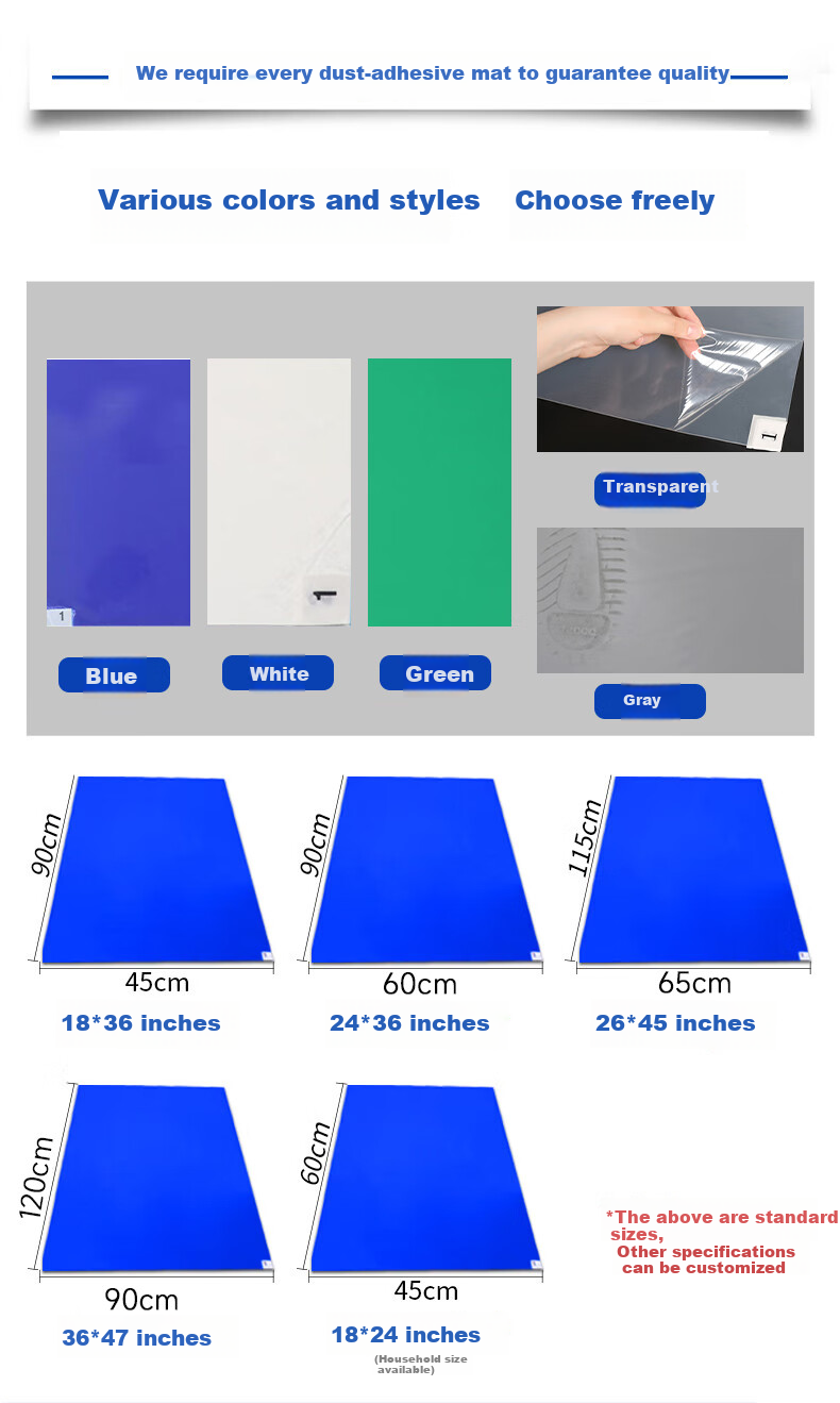 Burun Adhesive Dust Removal Mat Peelable Dust Sticky Sheet Cleanroom Factory Floor Mat Dust Removal 60×90CM 300 Sheets/Box Blue 6