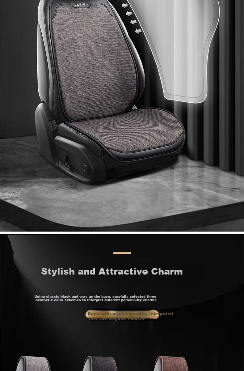 Jiabalan Car Seat Cushion Linen Semi-Enclosed Four-Season Universal Ventilated Breathable Comfortable Seat Cover Cushion 20