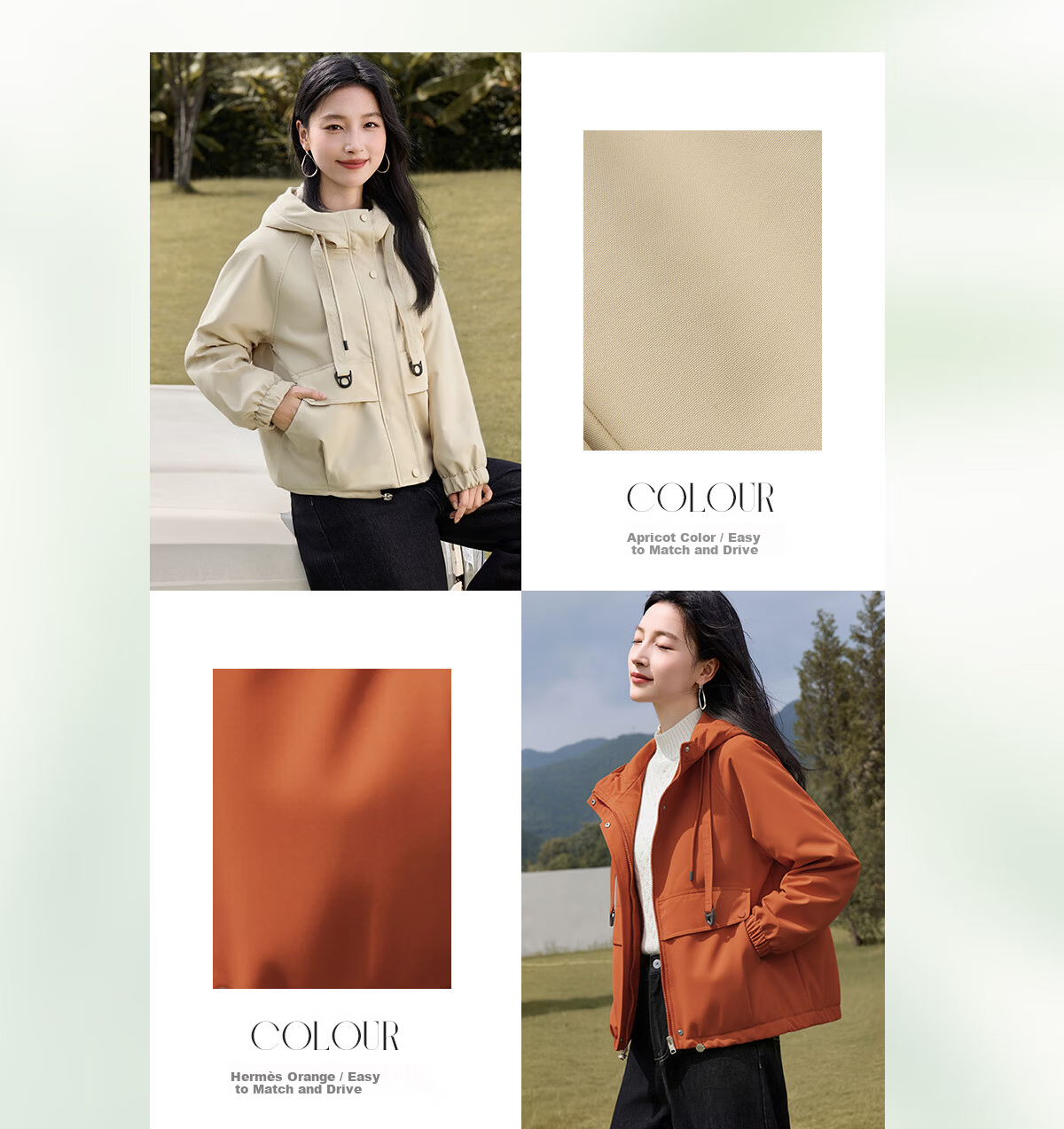 Chushen Spring and Autumn Short Jacket for Women with Hood, Exquisite Pocket Design, Versatile Loose Casual Top Coat S143U2011 19