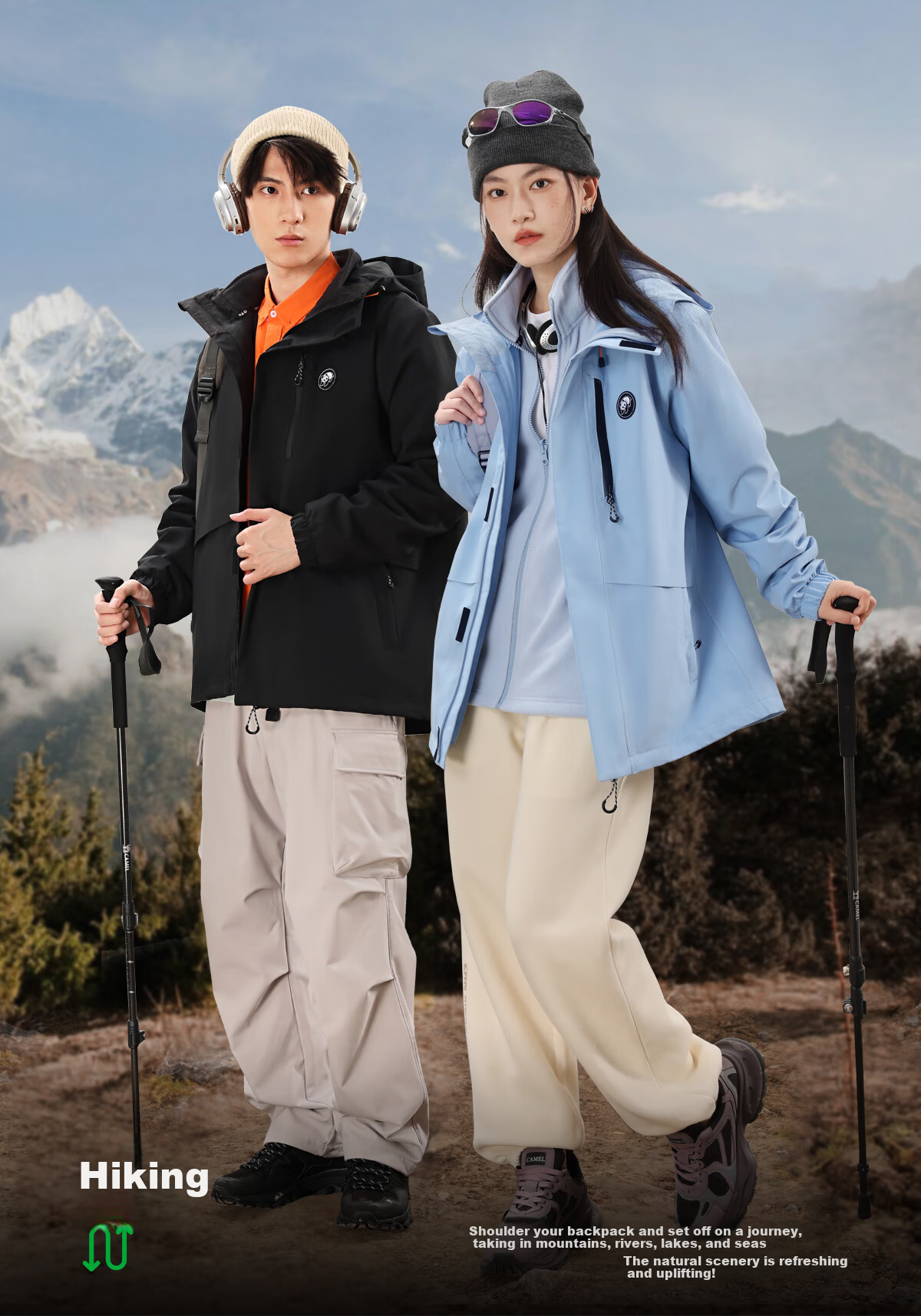 Panda Camel Series Women's Mountain Assault Jacket 3-in-1 Fleece Warm Hiking Coat Men's 1641 Blue, XS 17