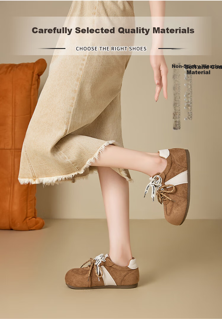 La Chapelle Women's Derby Shoes Spring New Retro Melard Ins Casual Sneakers Camel 36 3