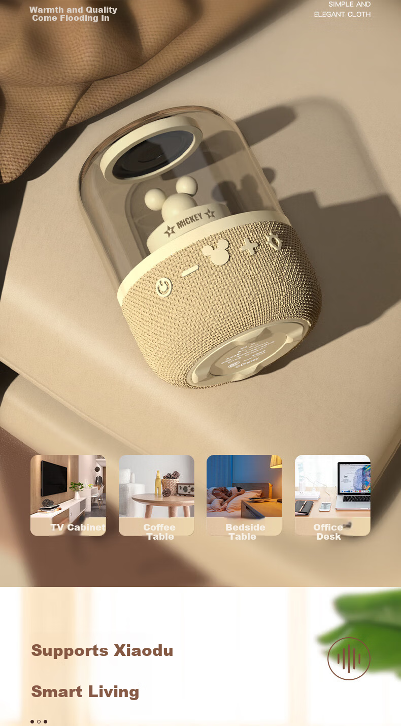 DISNEY Bluetooth Speaker Desktop Computer Ambient Light High-Quality Loud 360 Surround Stereo Minnie Gift for Boys and Girls 6